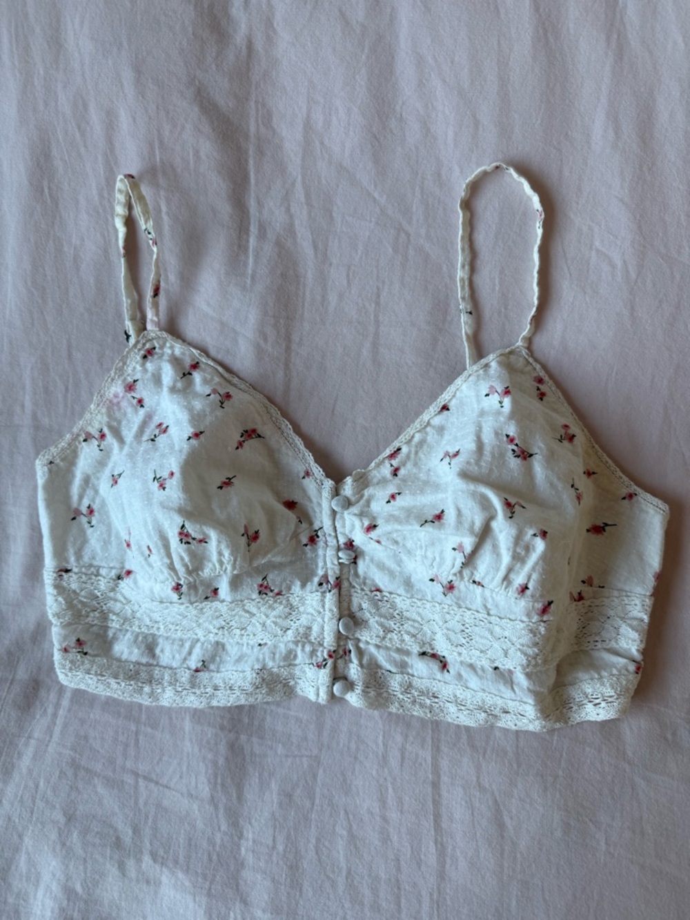 White Floral Lace-Trim Top